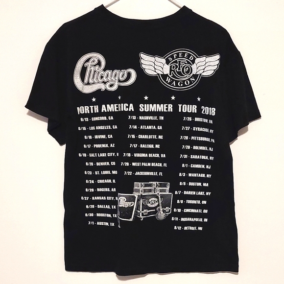 2018 Chicago Men's Black Short Sleeved Graphic Band Tour T-shirt EUC Size M - Picture 4 of 6